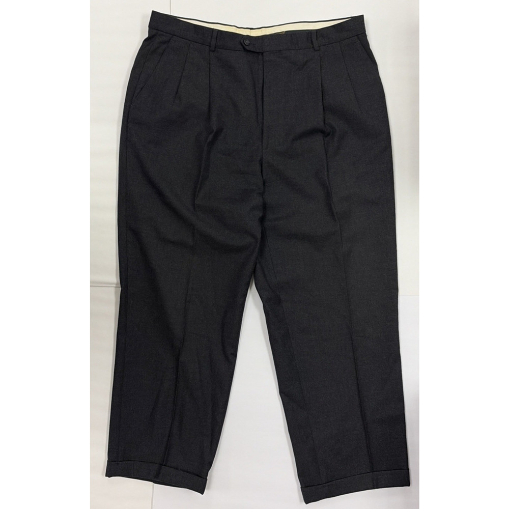 Principe Men's Wool & Cashmere Blend Pleated Dress Pants Dark Gray 40 x 28